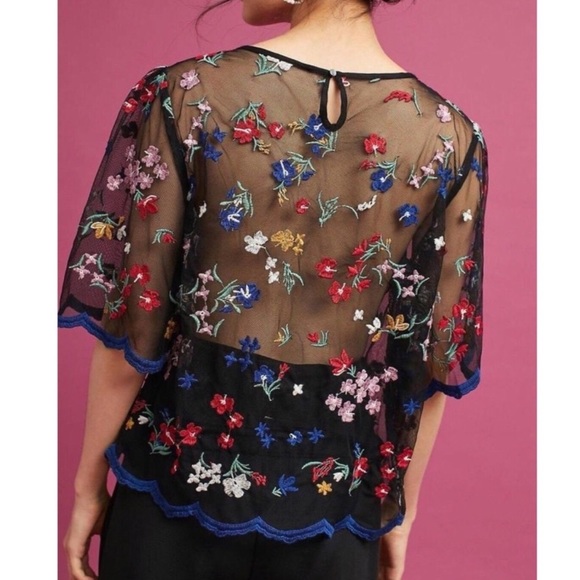 MAEVE ANTHROPOLOGIE Meadows Embroidered Top SMALL - Picture 4 of 7